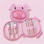 Zestaw akcesoriów do manicure w etui różowa świnka 7w1 AK07 - obrazek 3