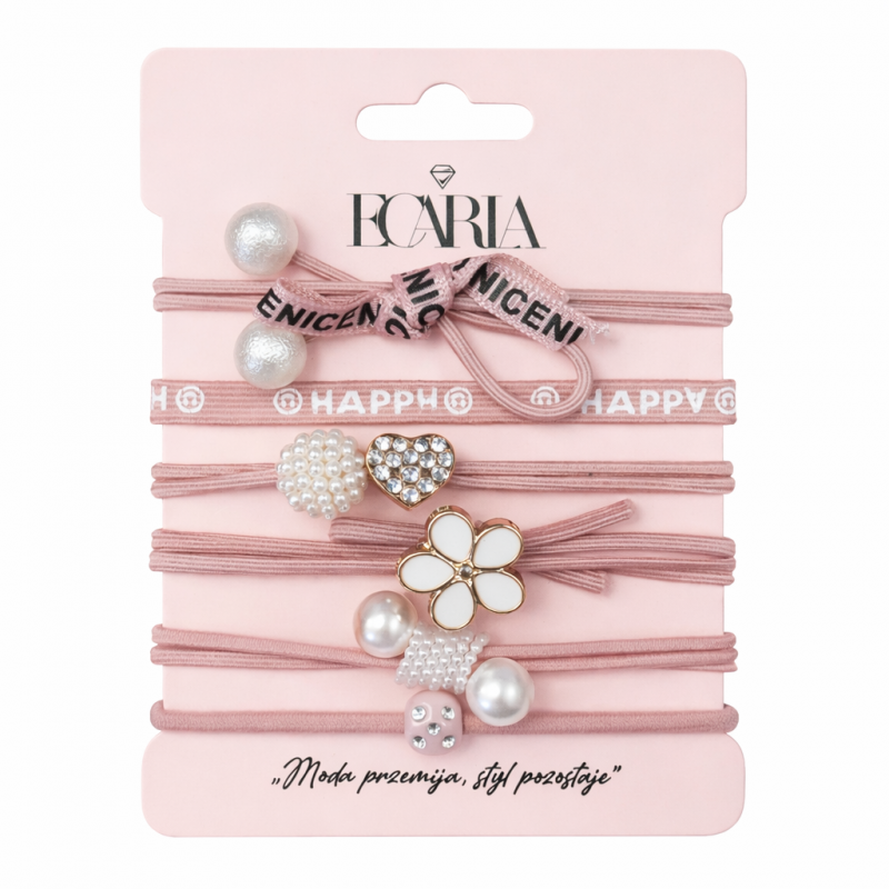 zestaw-frotek-gumek-6w1-na-plakietce-happy-rozowe-kokardki-cyrkonie-gum180 Zestaw frotek gumek 6w1 na plakietce HAPPY, różowe kokardki, cyrkonie GUM180 - obrazek 1